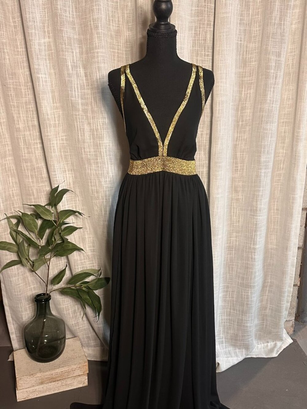 CQ by CQ Black and Gold Maxi Dress- STUNNING!